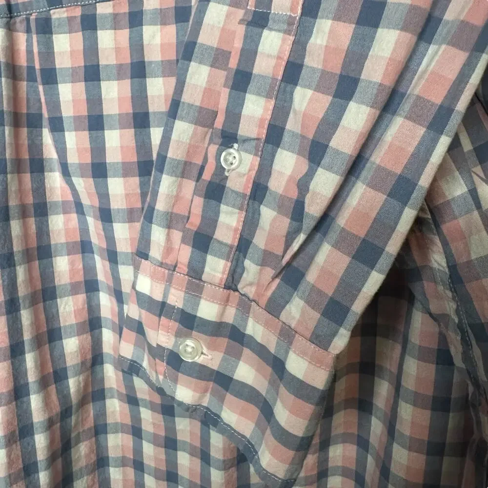 J. Crew Flex Washed Slim Fit Pink and Blue Check Button Down Shirt XL